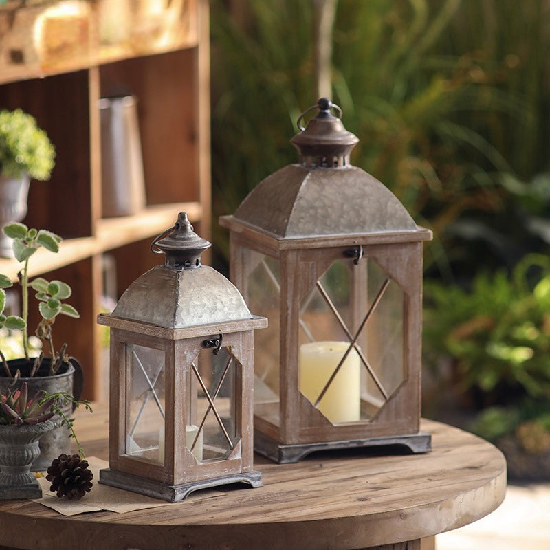 Rustic Wood & Metal Lantern Berriscent