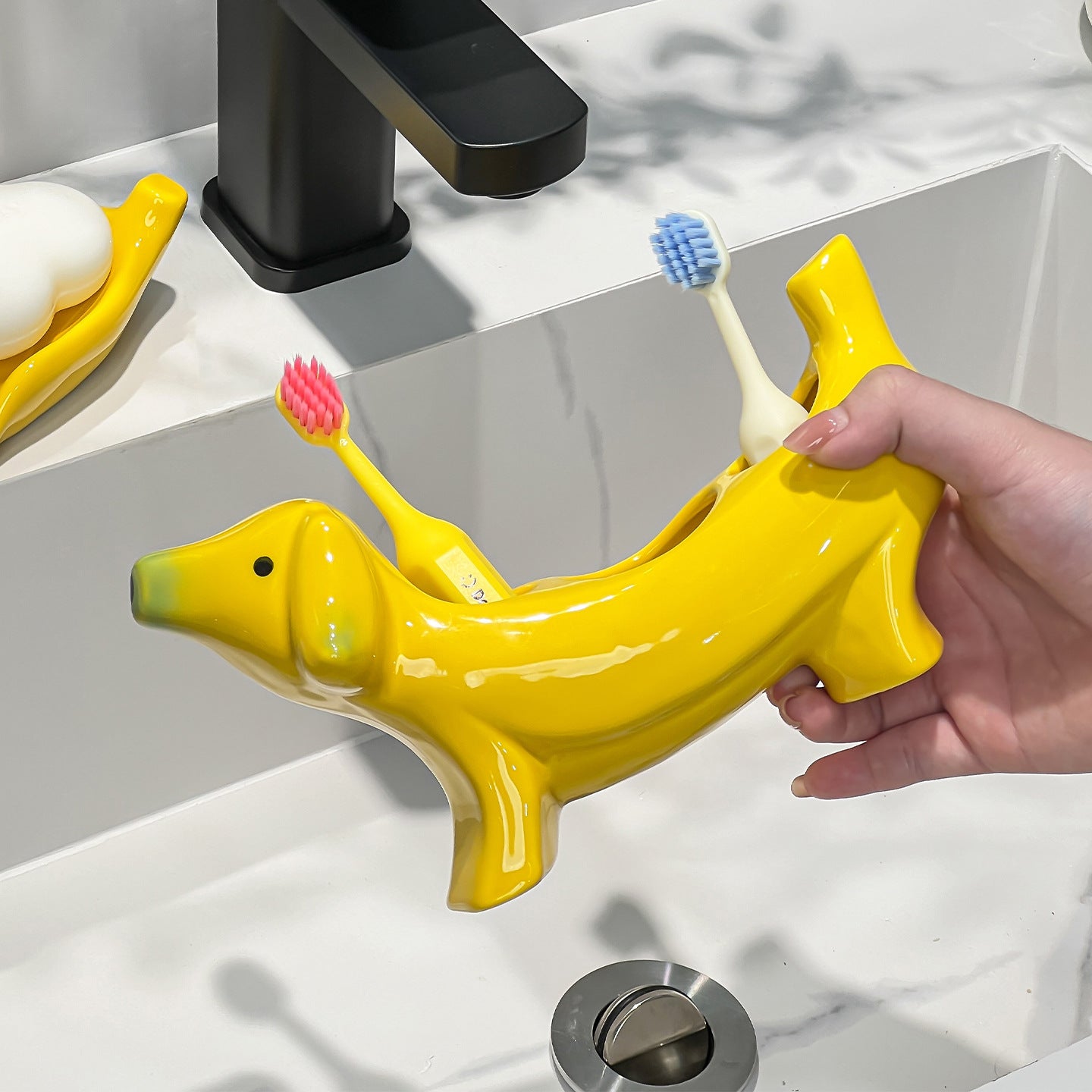 Dachshund Ceramic Vanity Organizer Berriscent