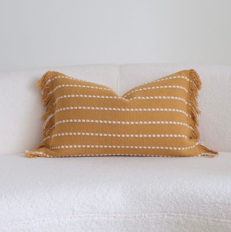 Golden Weave Collection - Decorative Cushions in Warm Mustard Tones Berriscent
