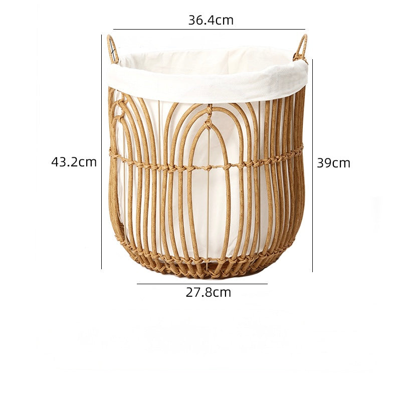 Handwoven Rattan Laundry & Storage Basket with Fabric Lining Berriscent