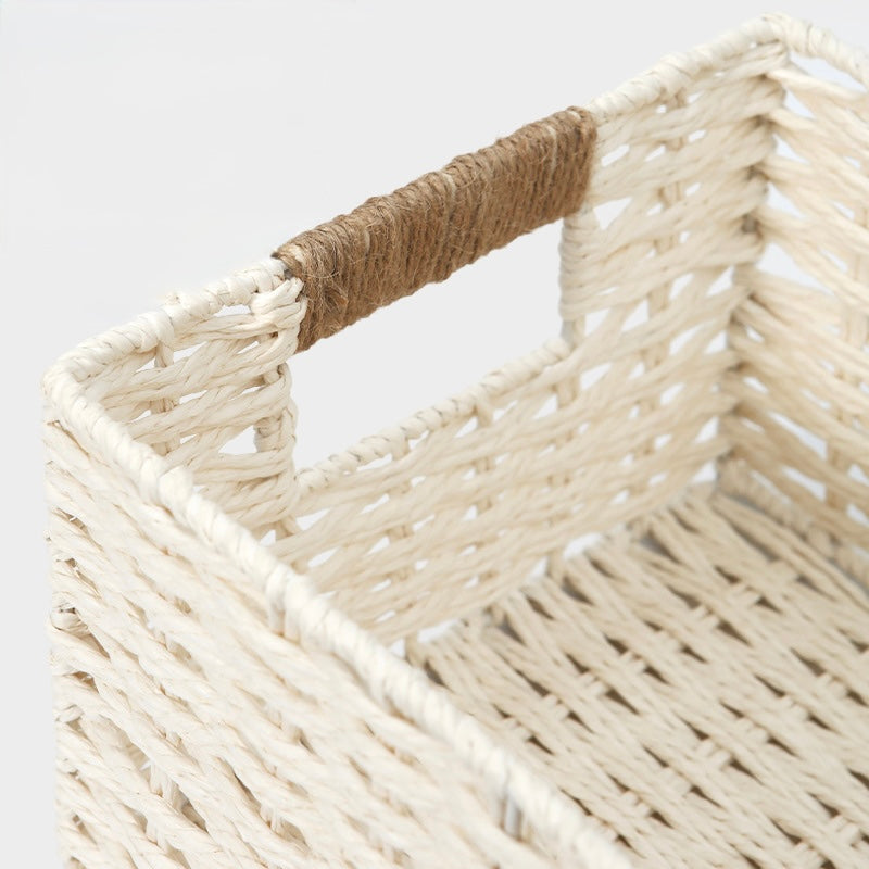 Rectangular Handwoven Storage Basket – Natural White Berriscent