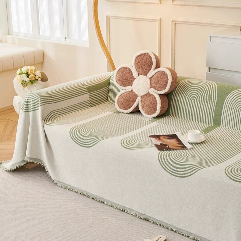 Arc Lines Chenille Sofa Cover Berriscent