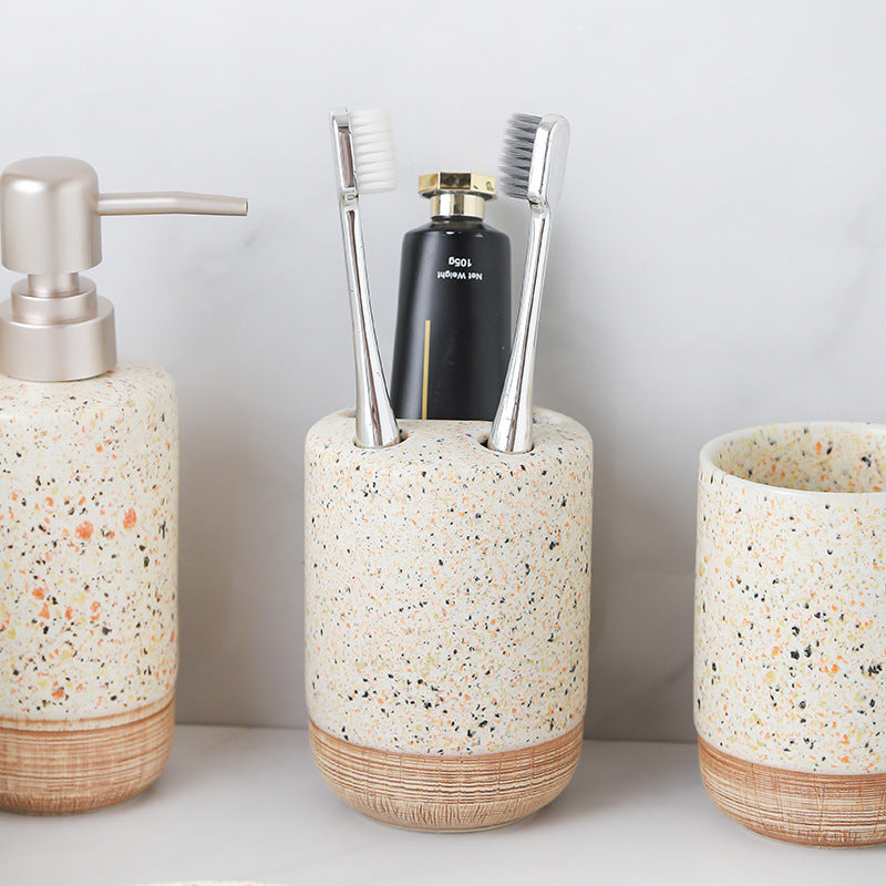 Terra Speck Ceramic Bathroom Set Berriscent