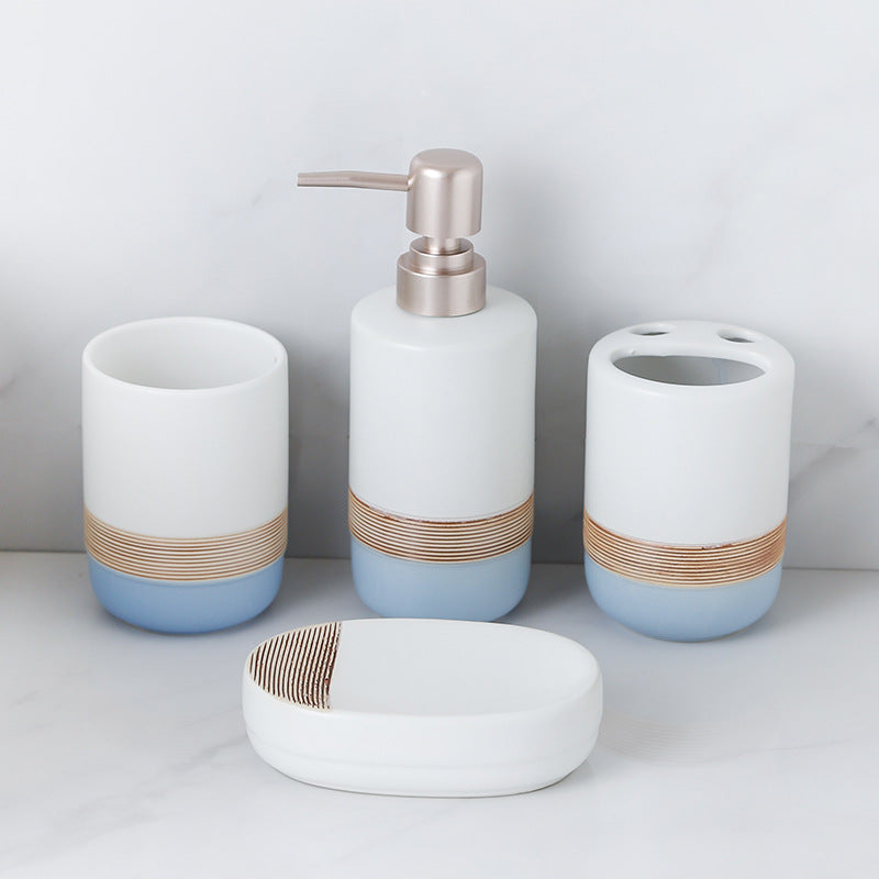 Coastal Line Ceramic Bathroom Set Berriscent