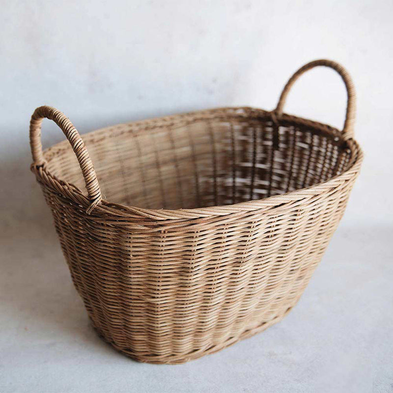 Natural Rattan Laundry Basket with Handles Berriscent