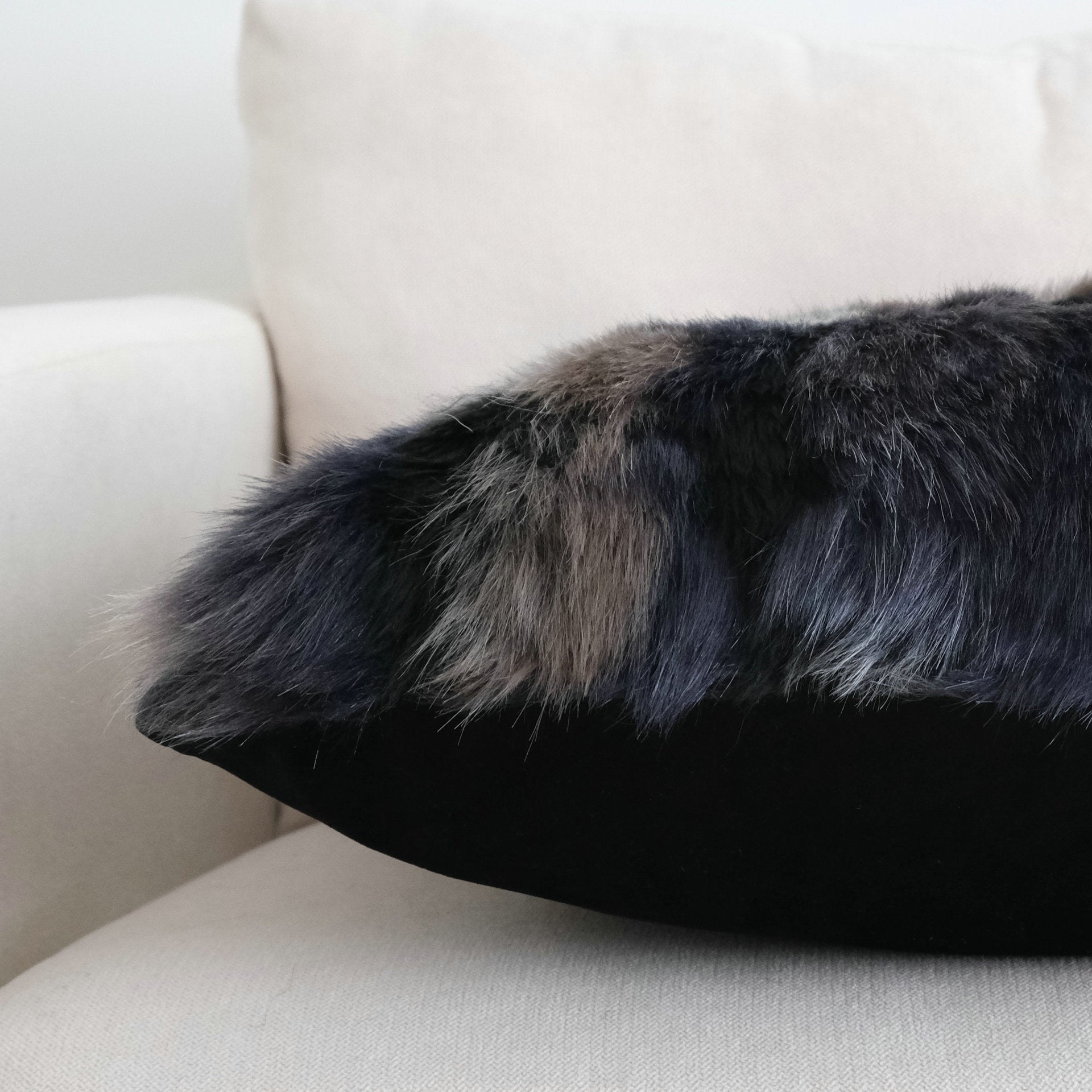 Midnight Mosaic Faux Fur Cushion Berriscent