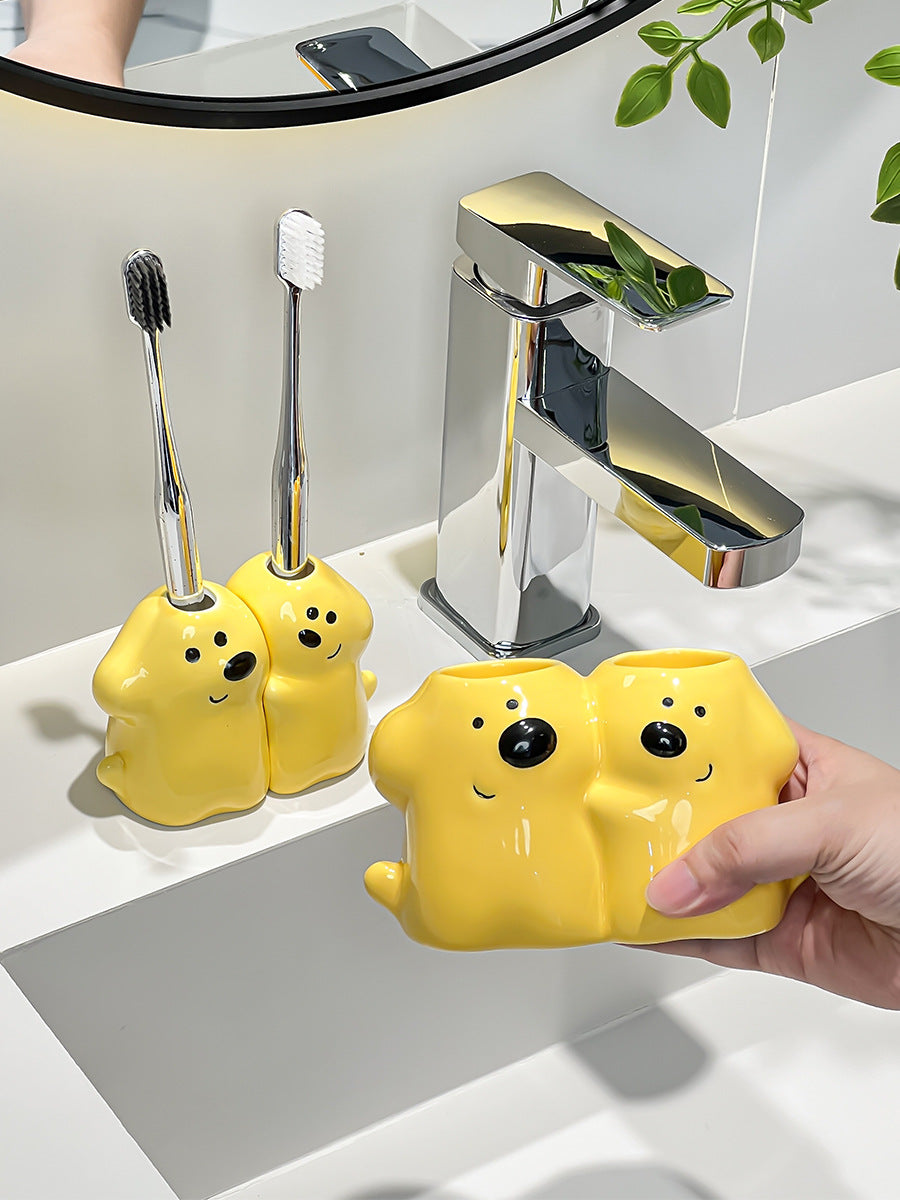 Twin Paws Ceramic Toothbrush Holder Berriscent