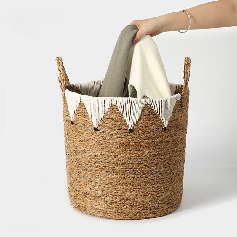 Handwoven Seagrass Storage Basket with Handles Berriscent