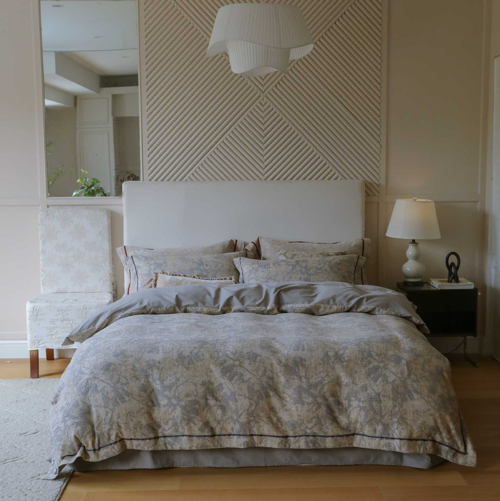 The Sculpted Trace | Embossed Jacquard Bed Linen