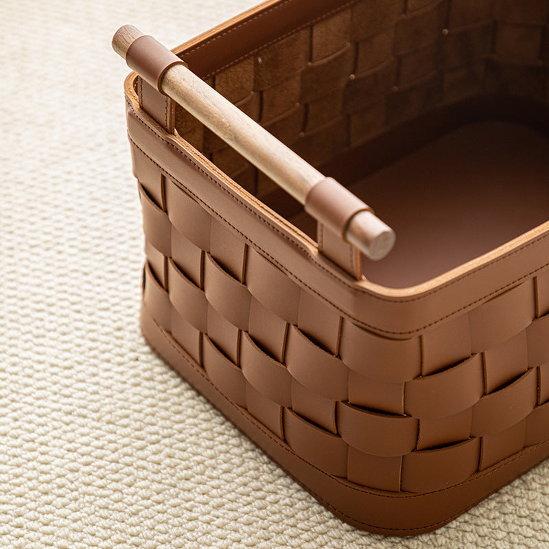 Woven Leather Storage Basket – Rectangular Berriscent