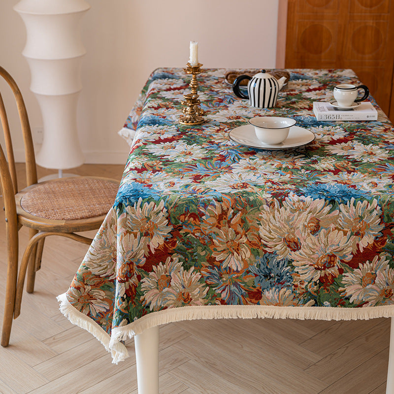 Renaissance Bloom Tapestry Tablecloth Berriscent