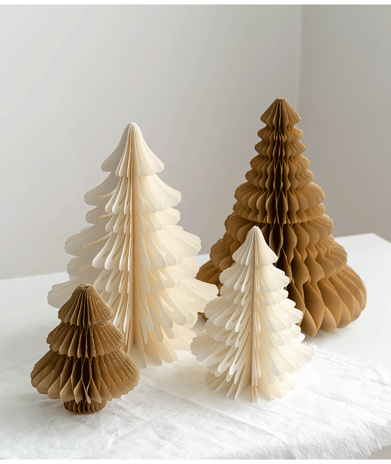 Elegant Foldable Paper Christmas Trees – 3D Holiday Decoration Set