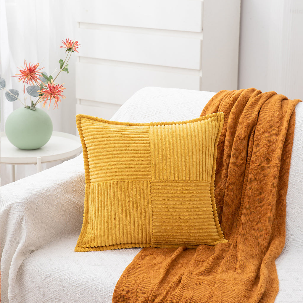 Corduroy Patchwork Cushion Cover Berriscent