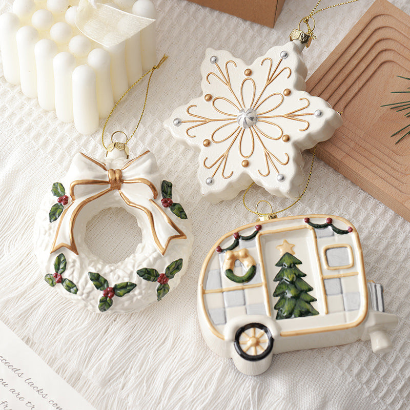 Snowlit Grace Christmas Ornaments – Elegant White & Gold Holiday Collection