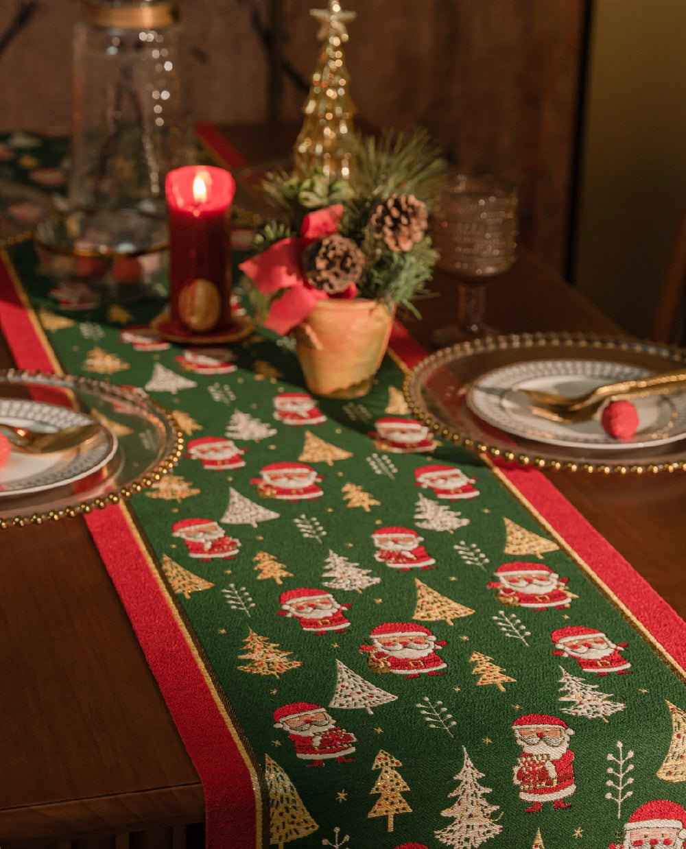 Nordic Noel Embroidered Christmas Table Runner Berriscent