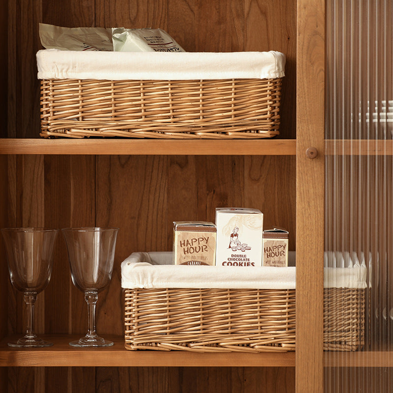 Rustic Woven Storage Basket with Cotton Liner Berriscent