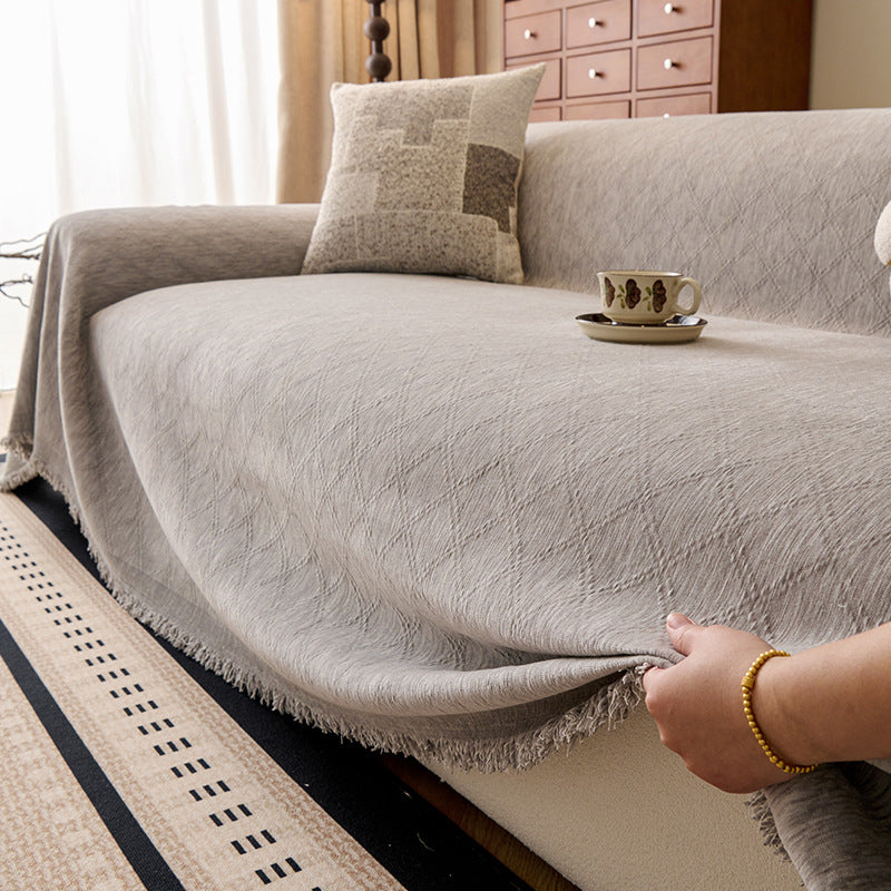 Diamond Jacquard Chenille Sofa Cover Berriscent