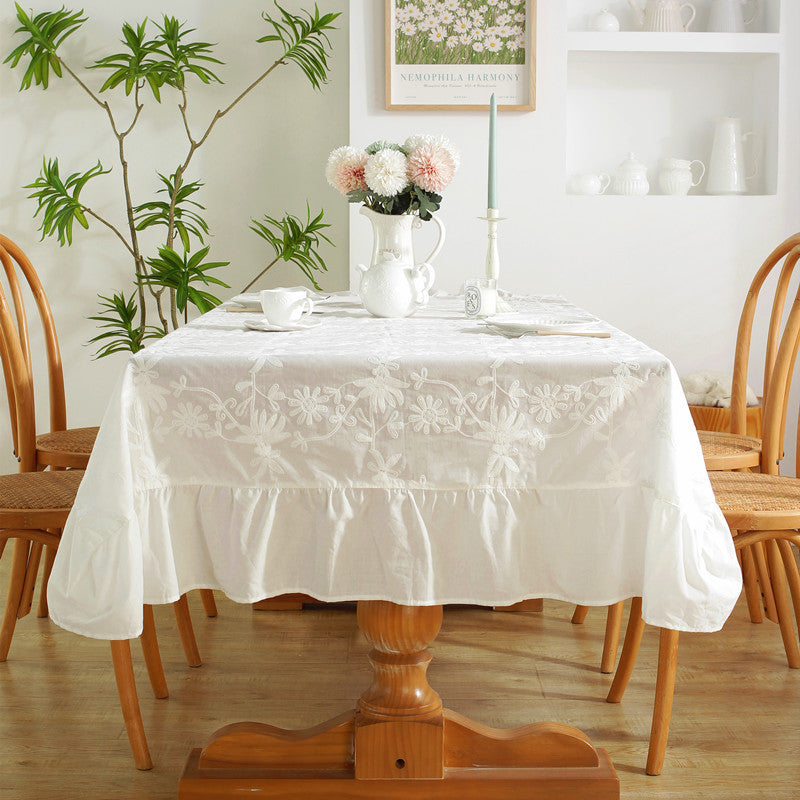 Pure Grace Embroidered Cotton Tablecloth Berriscent