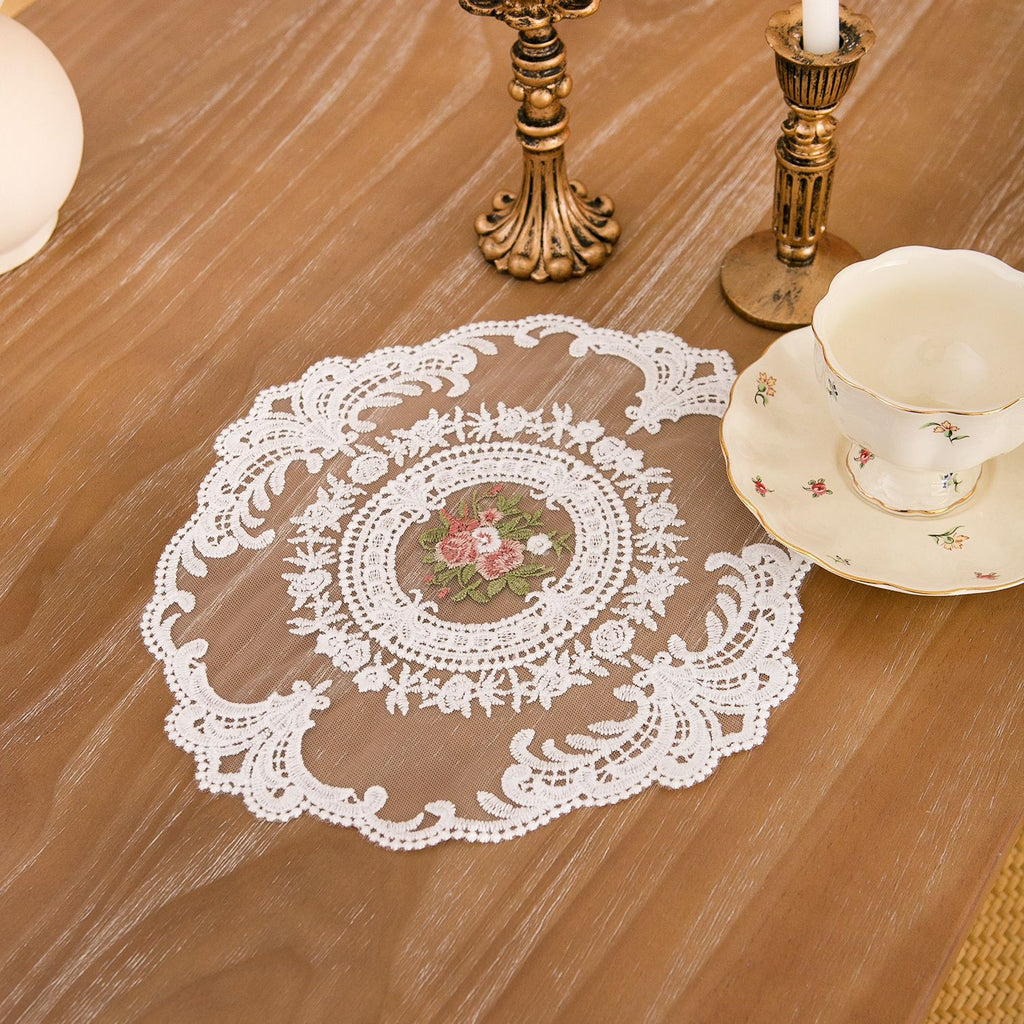 Rosette Embroidered Lace Placemat Berriscent