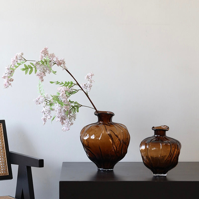 Sculpted Amber Glass Vase Berriscent