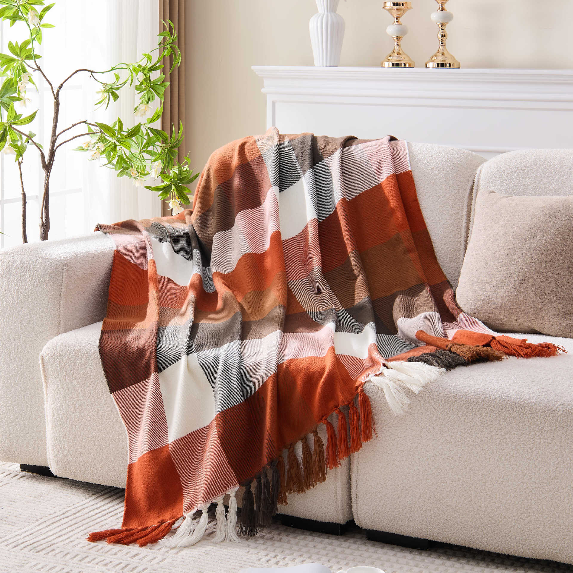 Plaid Tassel Woven Throw Blanket – Warmth & Style in Every Thread Berriscent