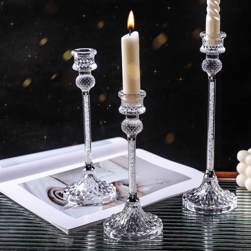 Crystal Glass Candlestick Set – 3 Pieces Berriscent