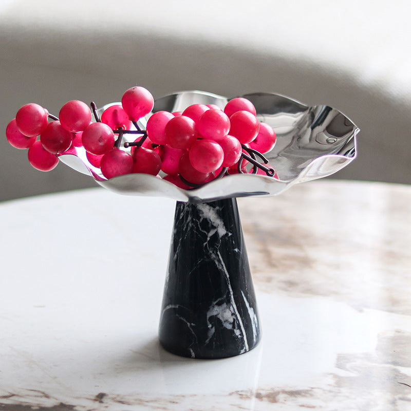Marble Base Sculpted Metal Bowl Berriscent