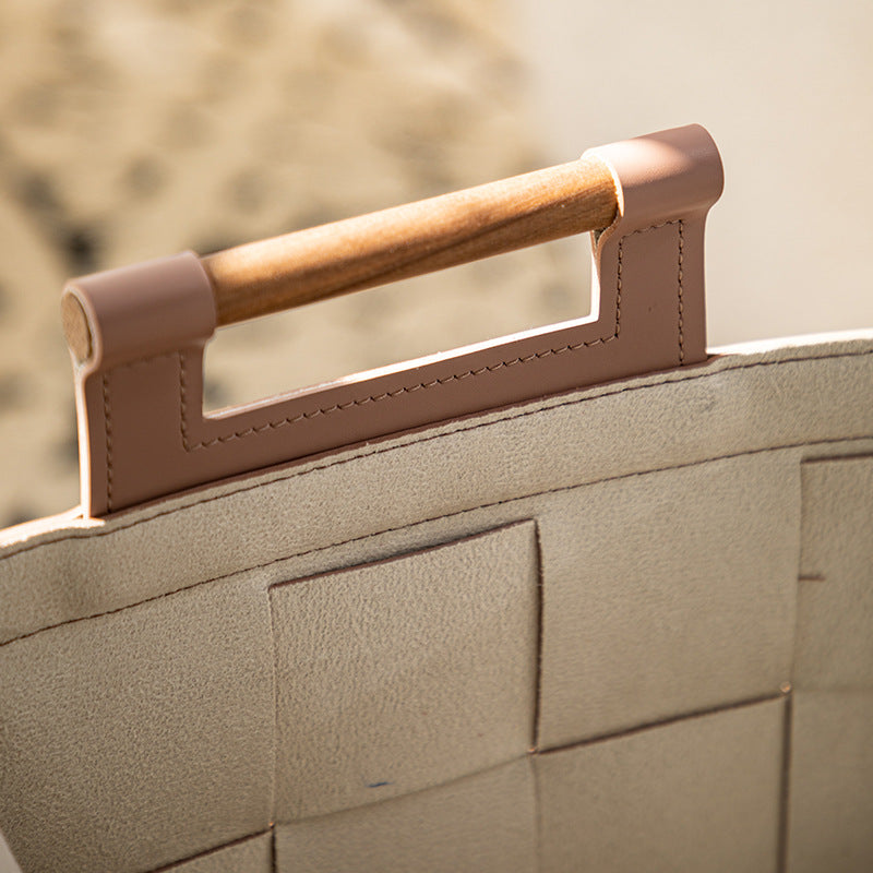 Woven Leather Storage Basket Berriscent