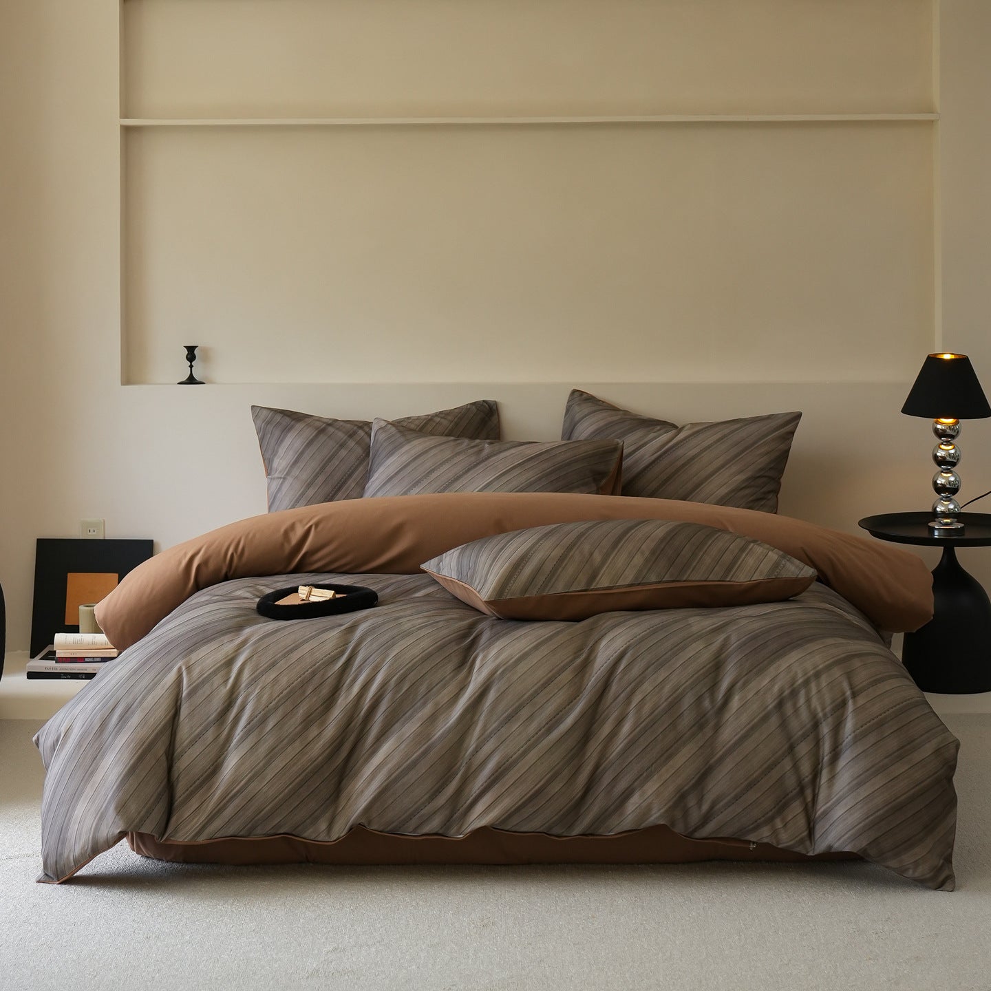 Noir Ridge Brushed Cotton Bedding Set Berriscent