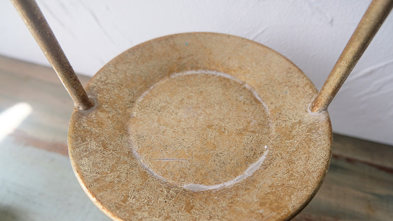 Aged Gold Cast-Iron Pedestal Holder Berriscent