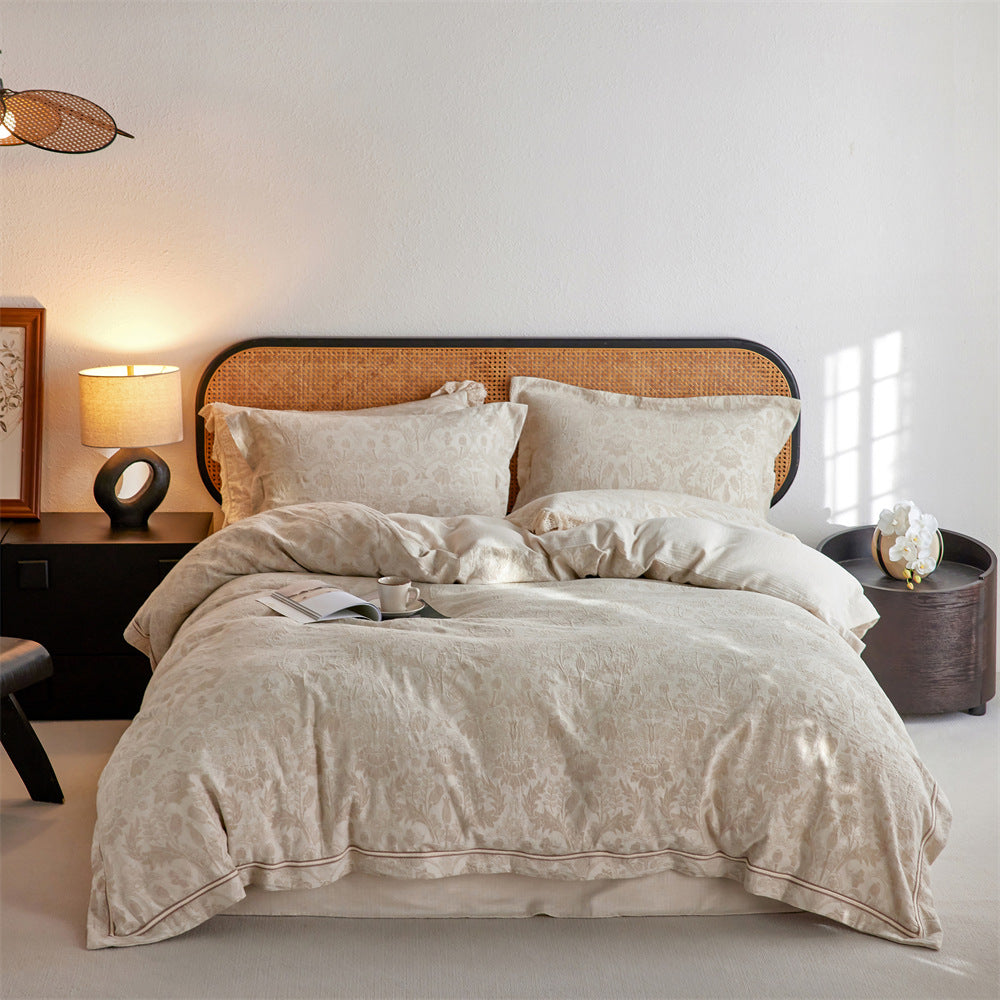 The Siena Tapestry | Sun-Bleached Tonal Jacquard Linen Cotton Bed Linen