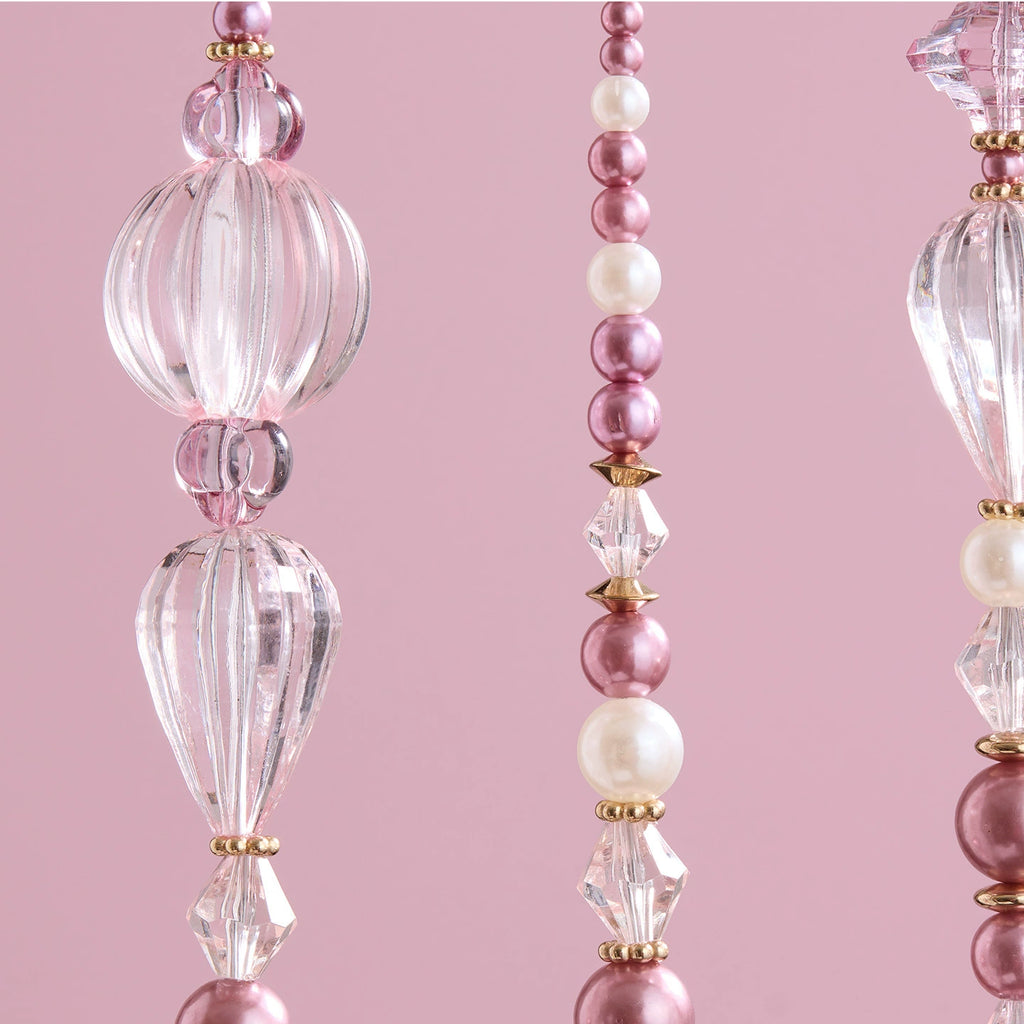Blush Crystal Bead Ornament Set