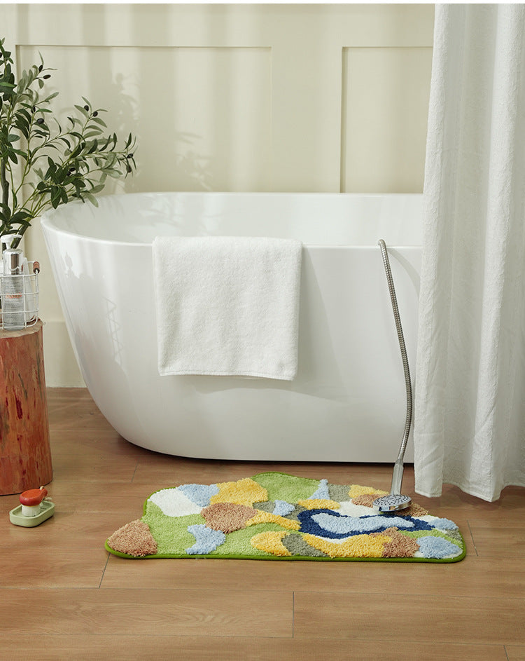 Abstract Meadow Microfiber Absorbent Floor Mat – 50×80 cm Berriscent