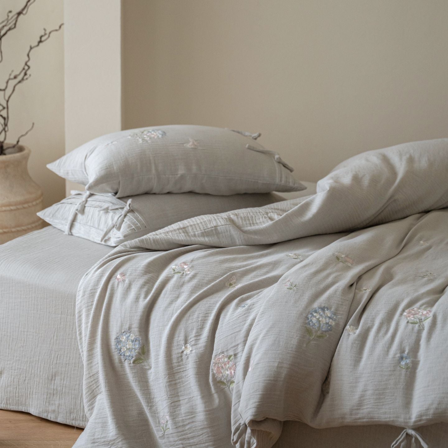 The Garden Room | Cotton–Hemp Embroidered Bed Linen
