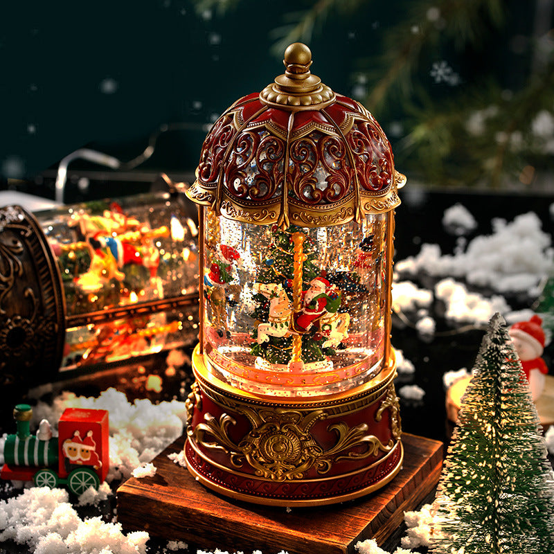 Handcrafted Illuminated Christmas Carousel Music Box Berriscent