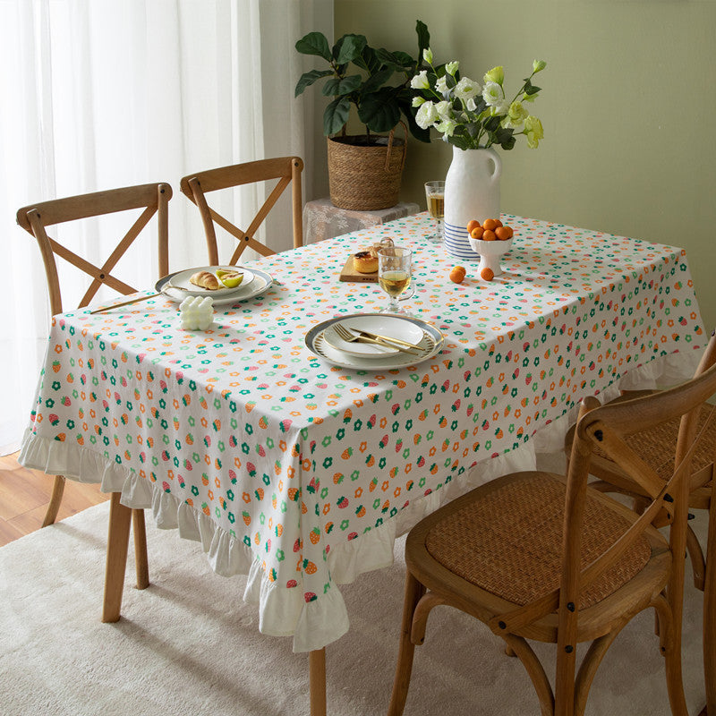 Strawberry Meadow Cotton Tablecloth Berriscent
