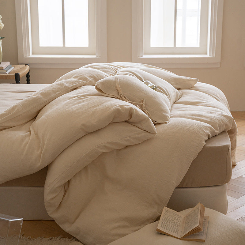 Natural Weave Tie Closure Pure Cotton Bedding Set (60s) Berriscent