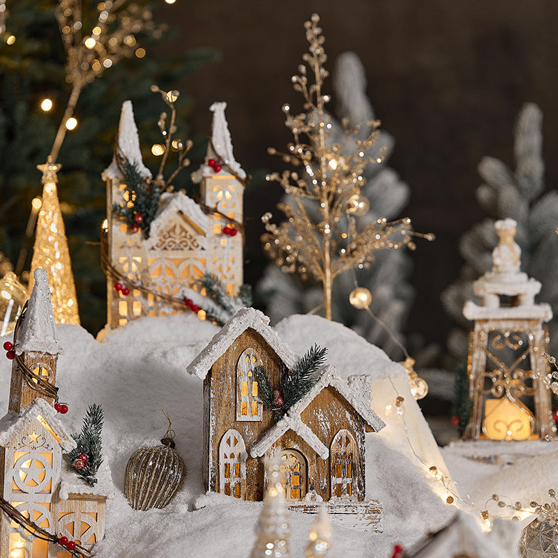 Snowy Wooden Christmas Village – LED Light Set