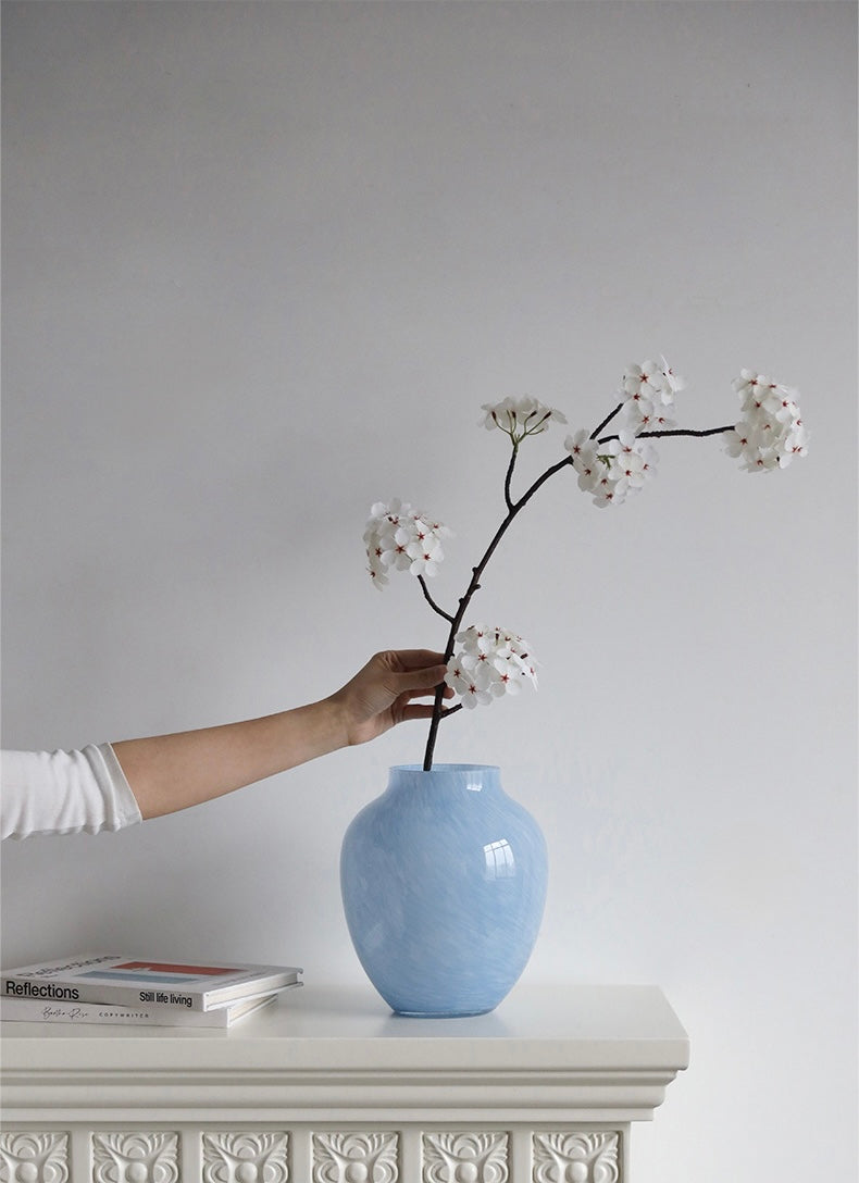 Hand-Blown Pastel Marbled Glass Vase Berriscent