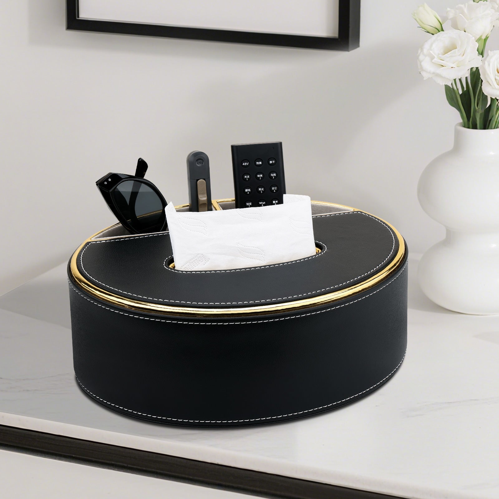 Luxe Black Oval Organizer with Gold Trim Berriscent
