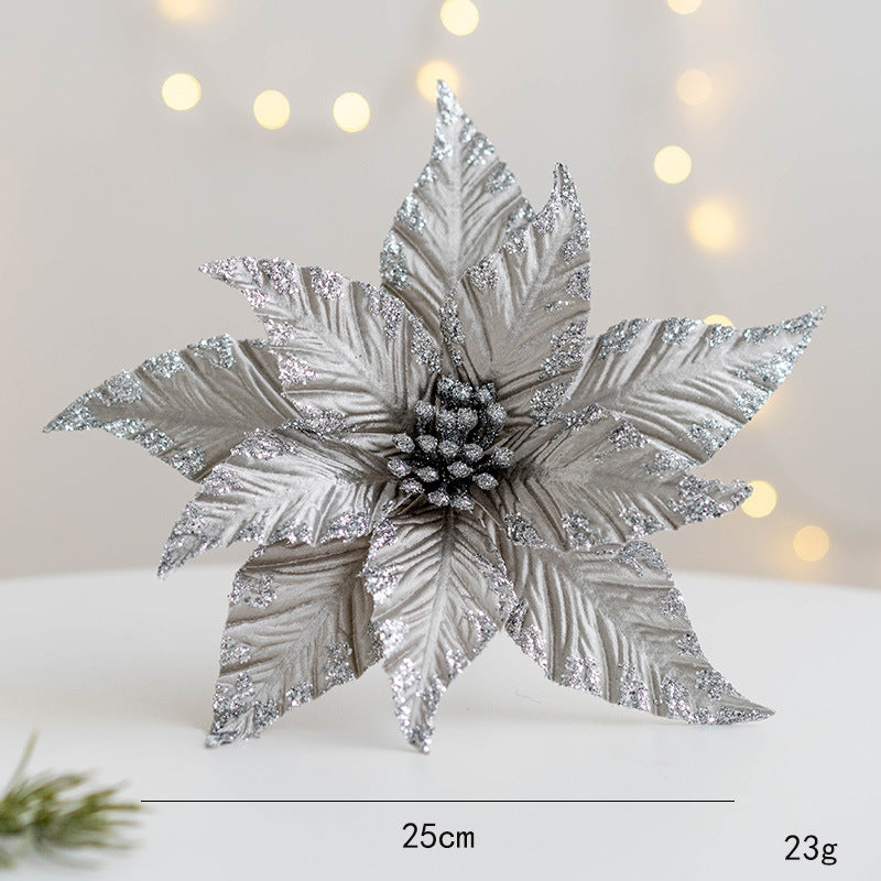 Luxury Glitter Poinsettia Christmas Flower Decoration Berriscent