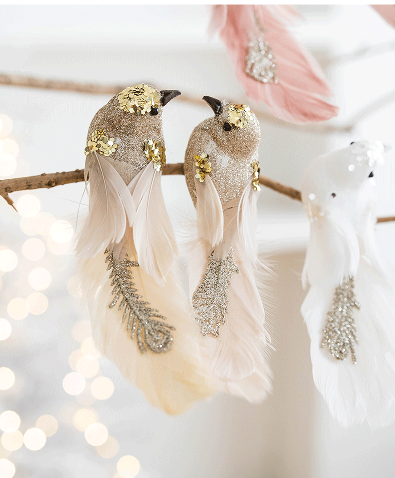 Enchanted Feathered Birds – Pair Ornaments