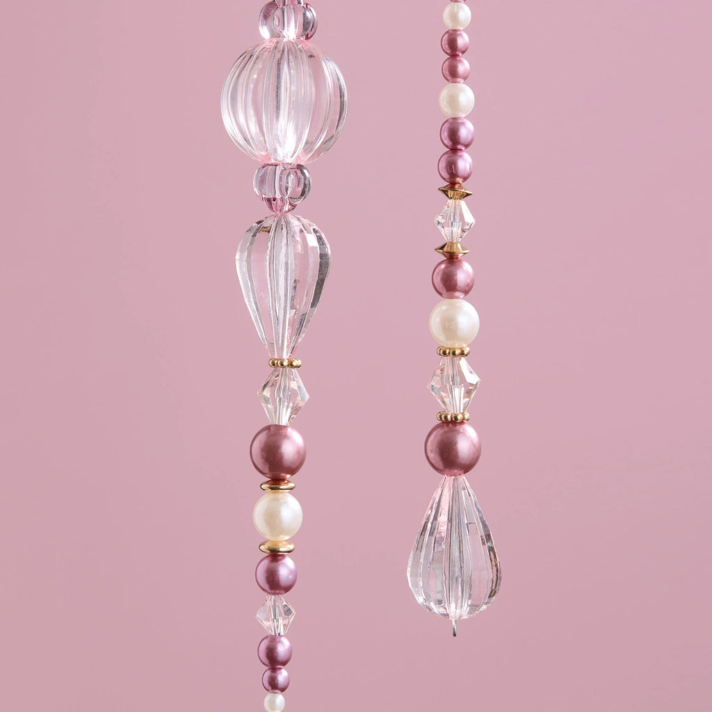 Blush Crystal Bead Ornament Set