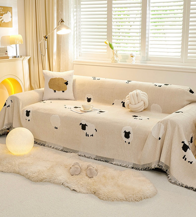 Dreamy Sheep Chenille Sofa Cover Berriscent