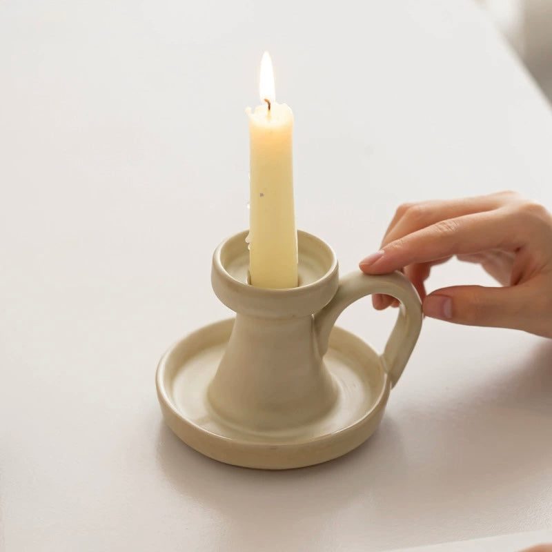Classic Handle Ceramic Candle Holder Berriscent