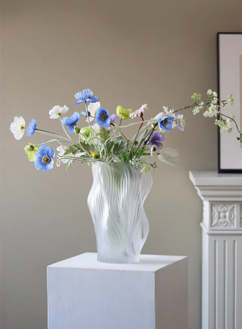 Wavy Frosted Art Glass Vase Berriscent