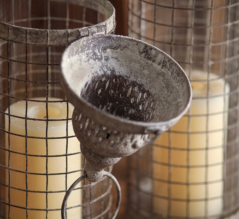Rustic Aged Metal Cage Lantern – Tall Vintage Candle Holder Berriscent