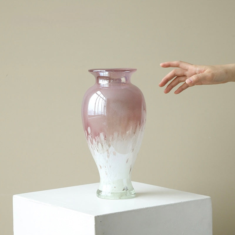 Rosy Bloom Hand-Blown Glass Vase