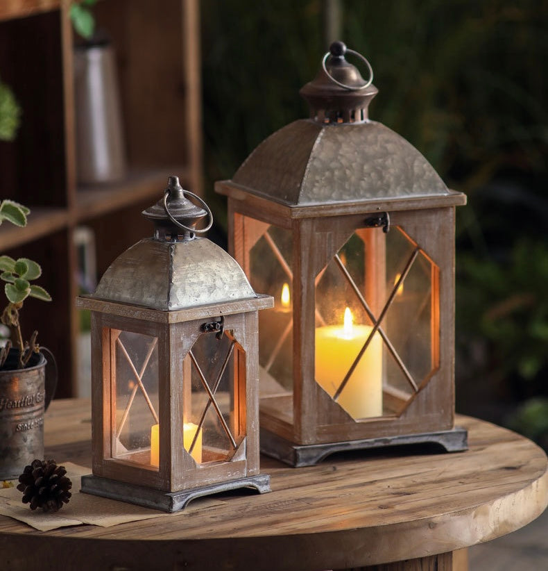 Rustic Wood & Metal Lantern Berriscent