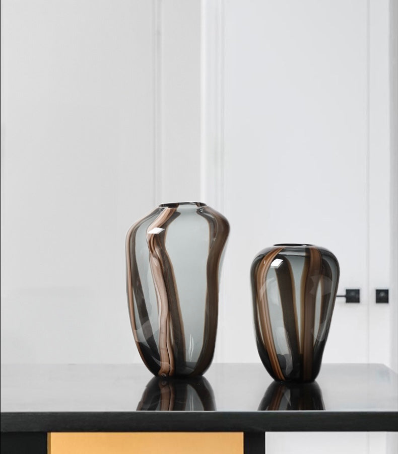 Cascade Smoke Striped Glass Vase Collection Berriscent